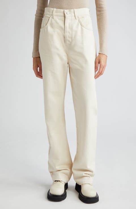 デニム・ジーパン [MATINKIM]side point color denim pants for women in beige MATIN KIM SIDE POINT COLOR DENIM PANTS FOR WOMEN IN BEIGE