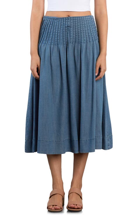 Pintuck Midi Skirt