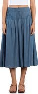 Wash Lab Denim Pintuck Midi Skirt