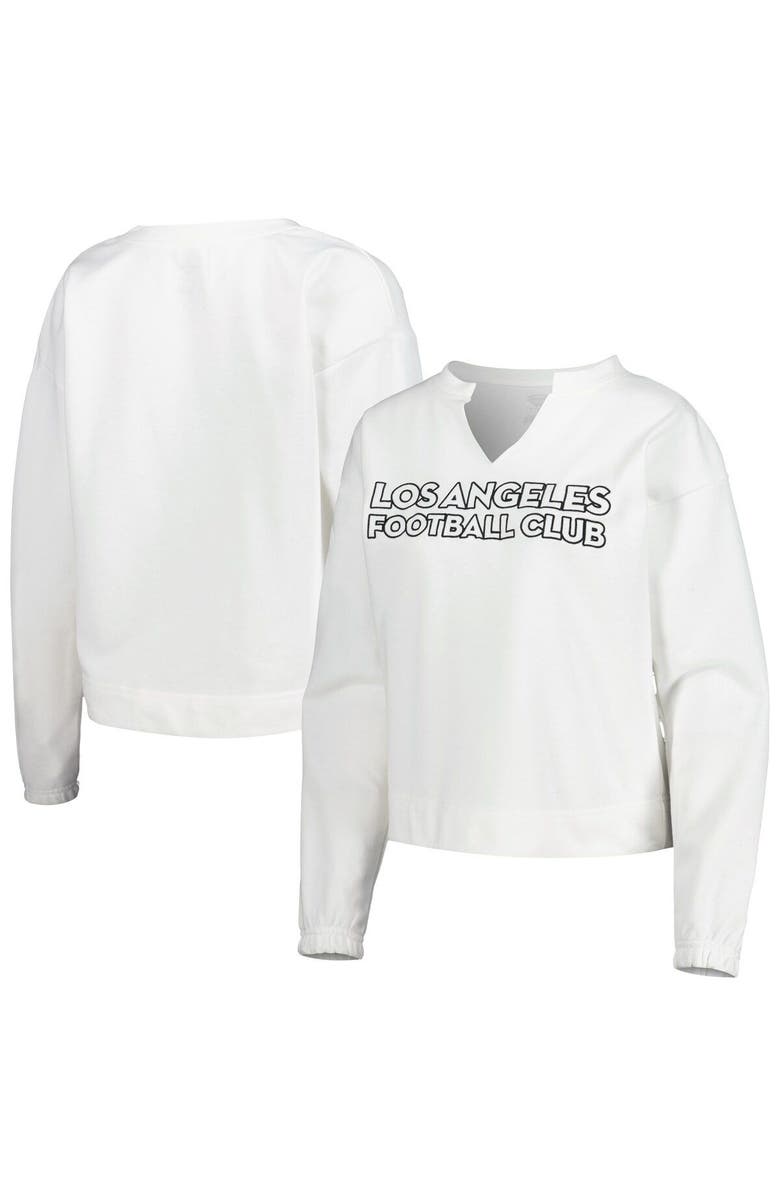 CONCEPTS SPORT Women's Concepts Sport White LAFC Sunray Notch Neck Long Sleeve T-Shirt, Main, color, White