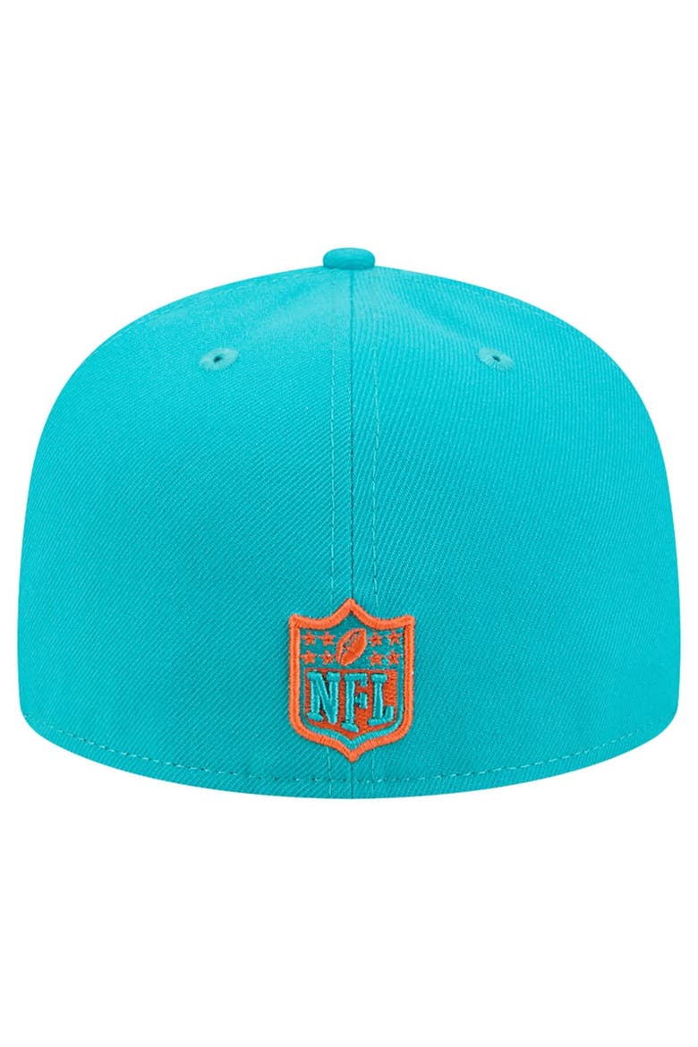 Men's New Era  Aqua/Orange Miami Dolphins Break 59FIFTY Fitted Hat, Alternate, color, Aqua