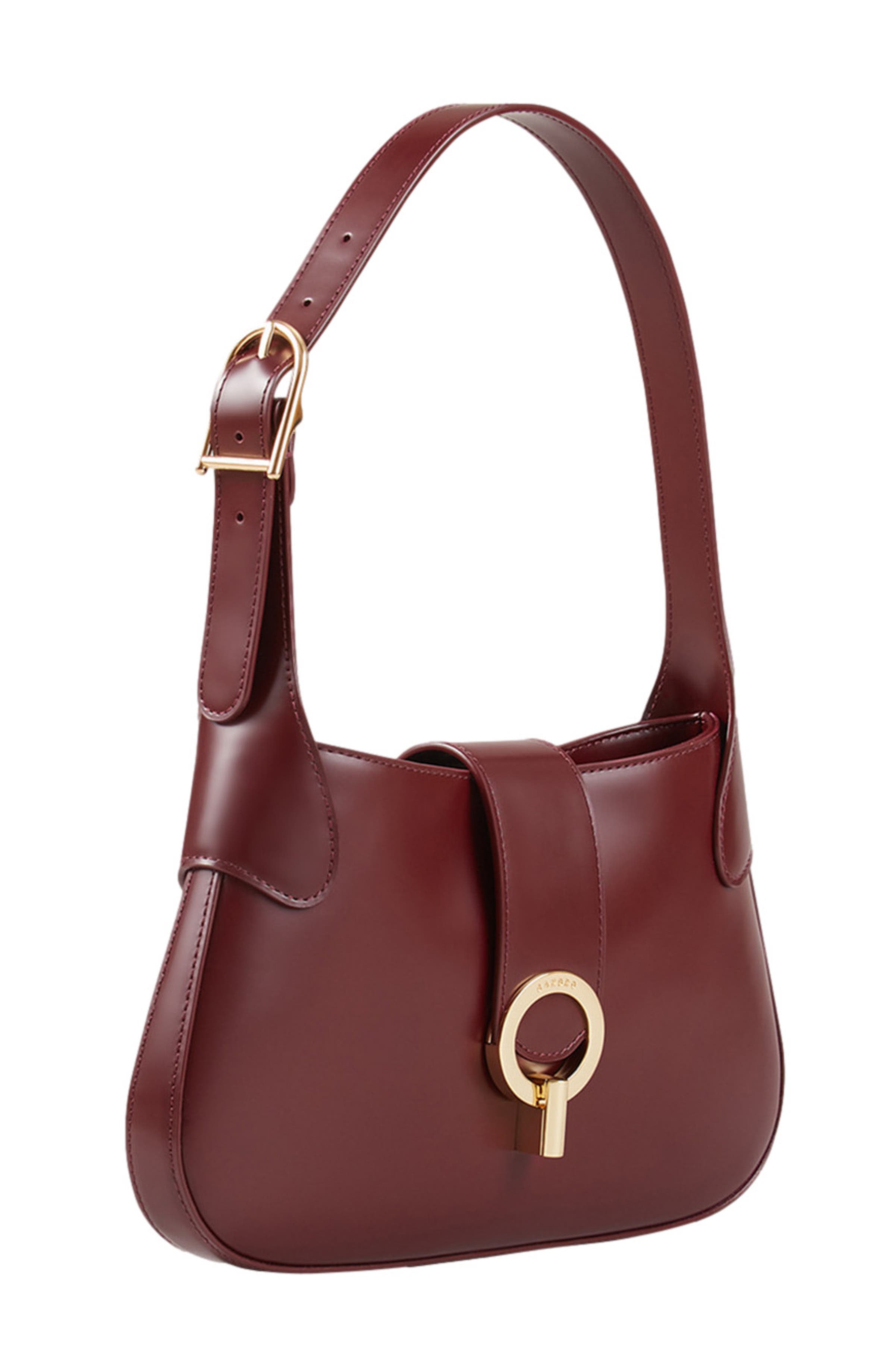 SANDRO Janet bag in certified leather, Alternate, color, Bordeaux