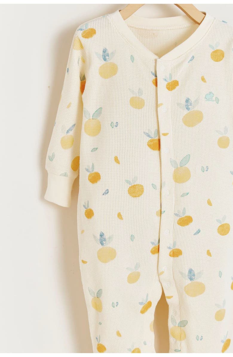 Babycottons Premium Cotton Nature Waffle Footie Pajamas For Infant, Alternate, color, Off White