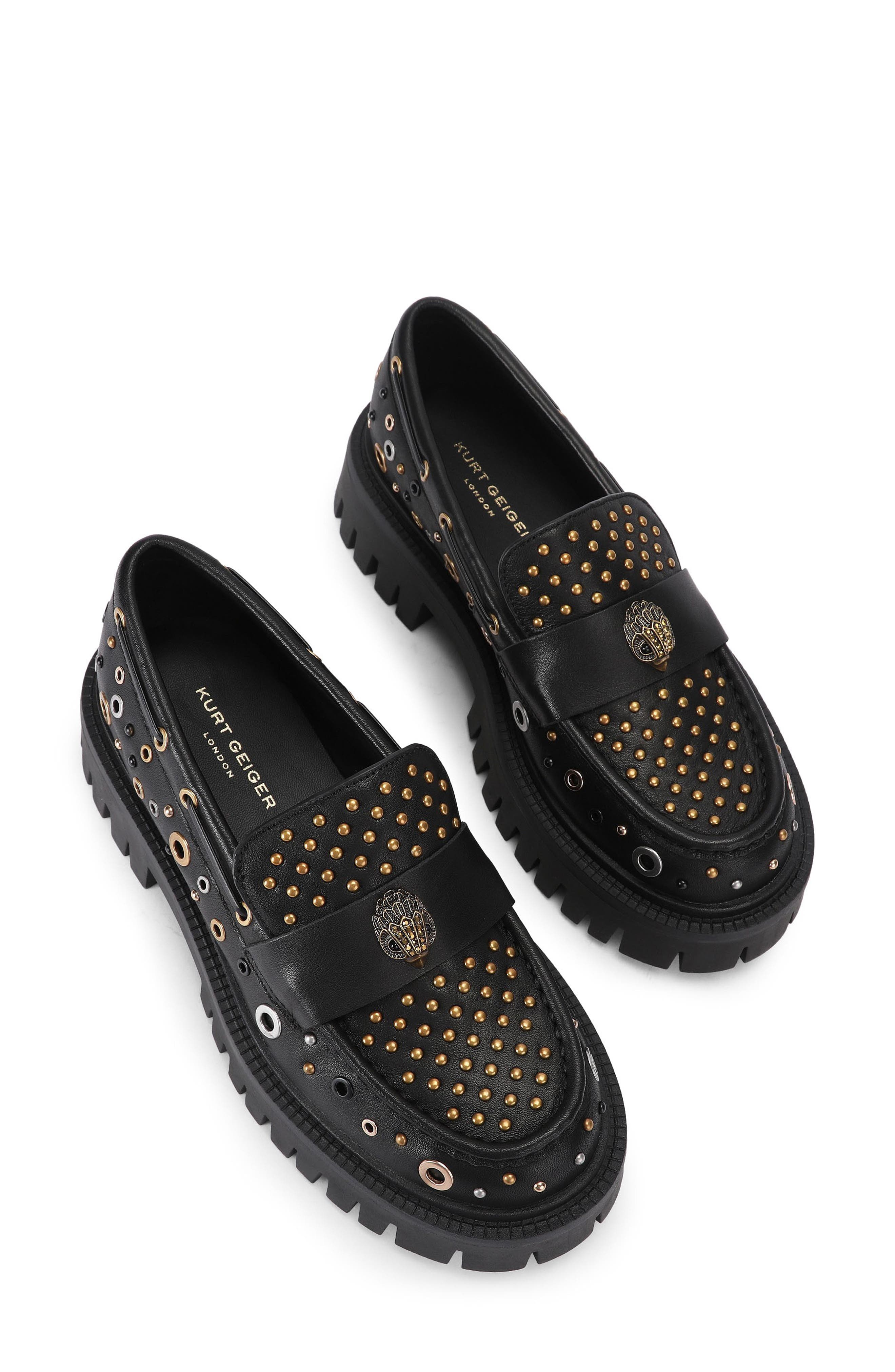Studded Loafer, Main, color, BLACK