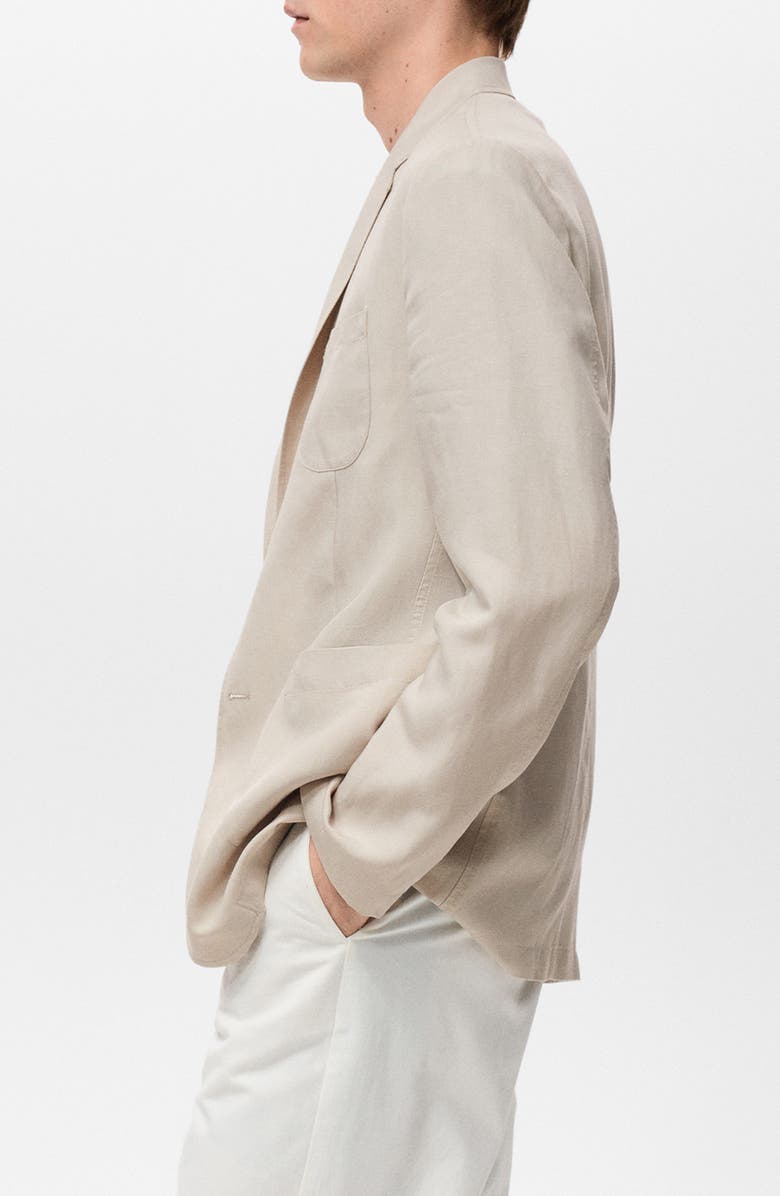 MANGO Slim Fit Slub Lyocell & Linen Suit Jacket, Alternate, color, Ecru