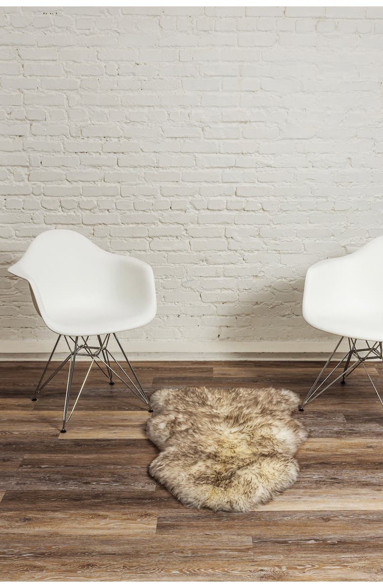 NATURAL Milan Genuine Sheepskin Shearling Throw 24" x 36" - Black Linen, Alternate, color, Black Linen