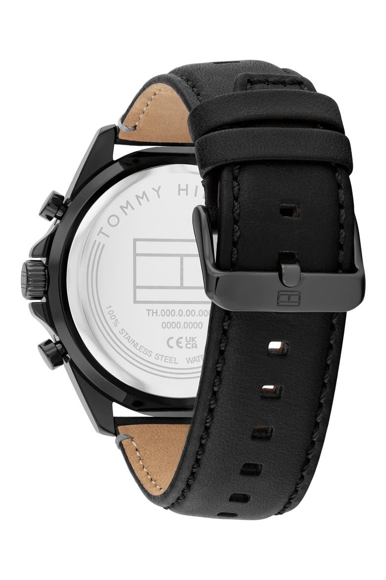 Jax Multifunction Leather Strap Watch, Alternate, color, BLACK