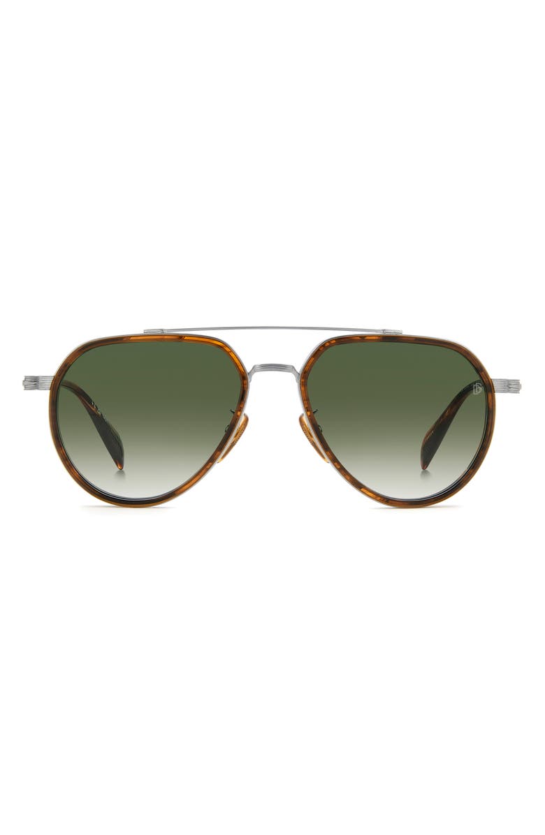 David Beckham Eyewear 57mm Pilot Sunglasses, Main, color, Palladium Brown/ Green Sf Ar
