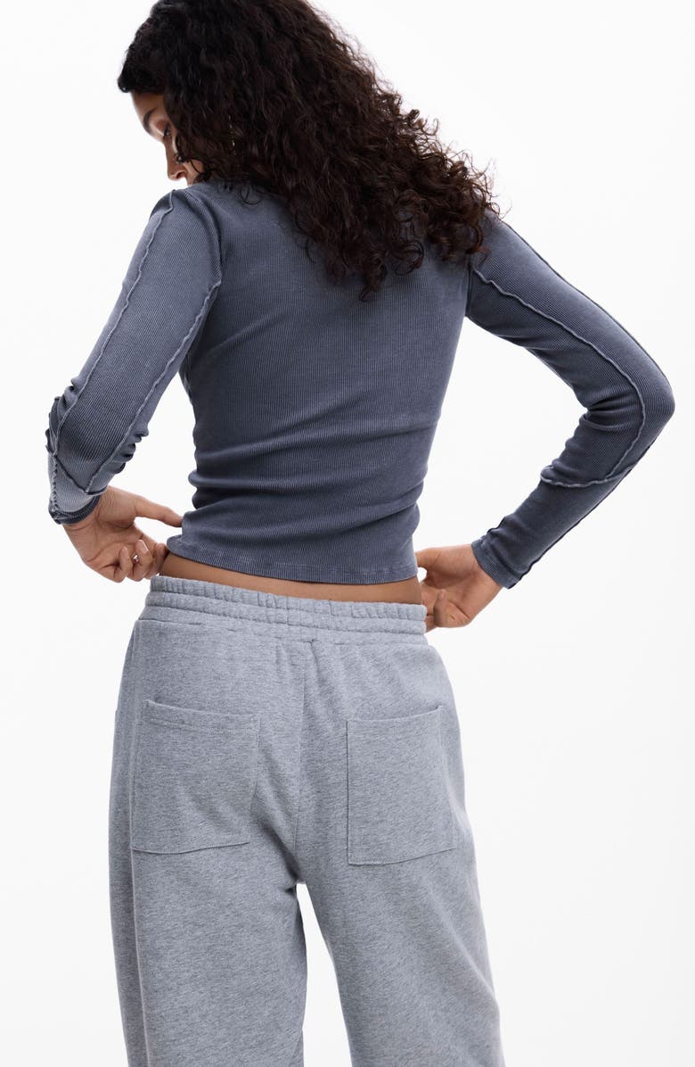 Desigual Twist Front Long Sleeve Cotton T-Shirt, Alternate, color, Dark Grey