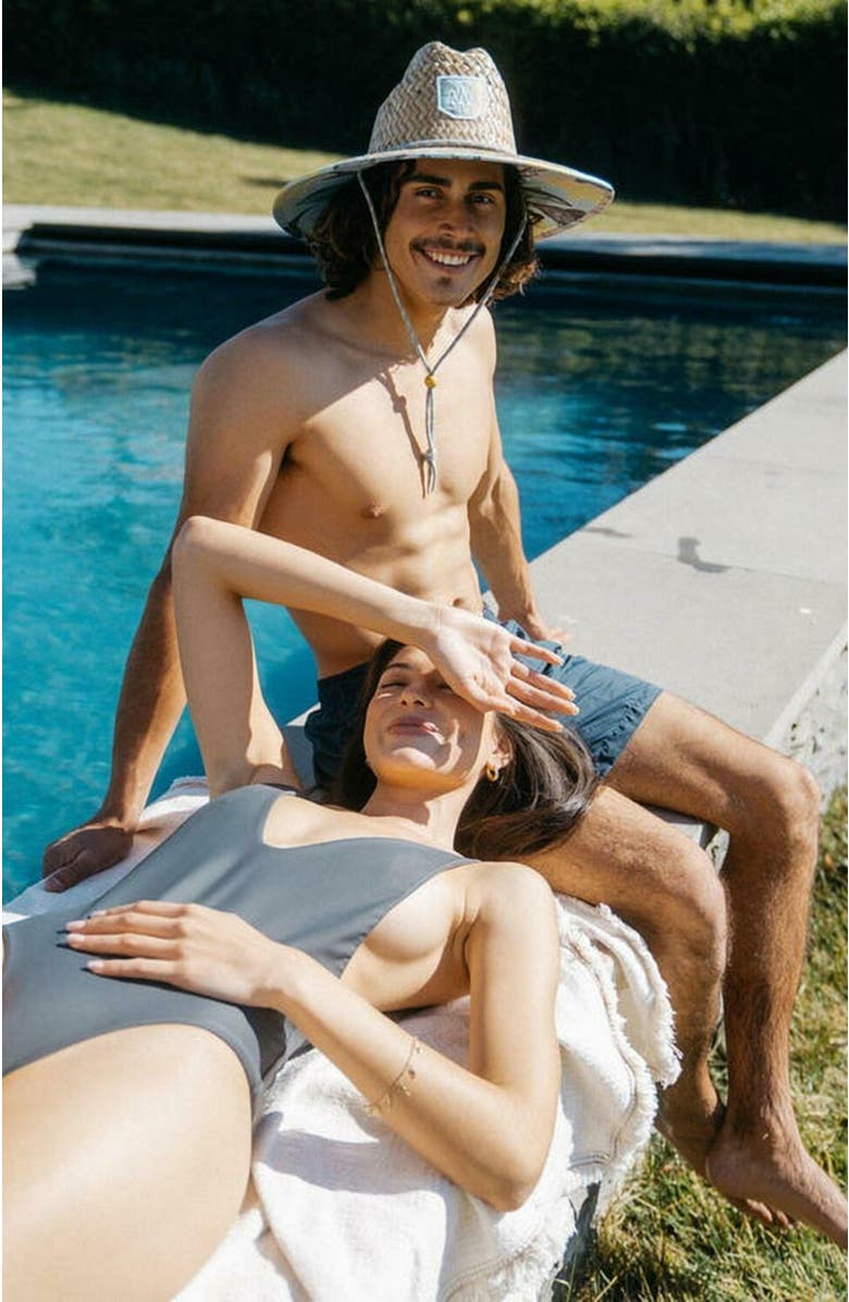 Hemlock Skipper Straw Lifeguard Hat, Alternate, color, Saltwater Neon