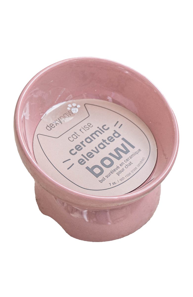 Dexypaws Elevated Ceramic Bowl For Cats 7oz Capacity, Main, color, Pink