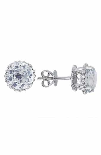 14K White Gold White Topaz Stud Earrings