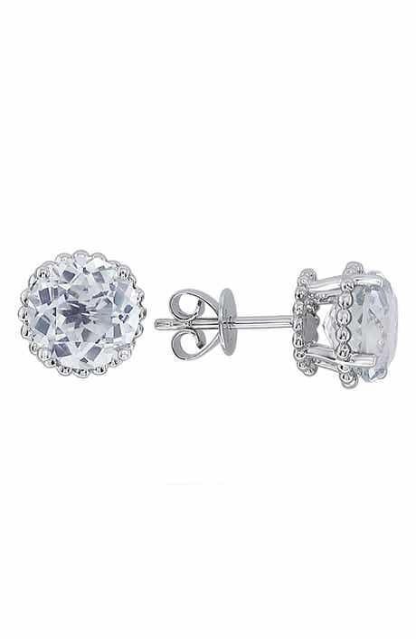 EFFY 14K White Gold White Topaz Stud Earrings