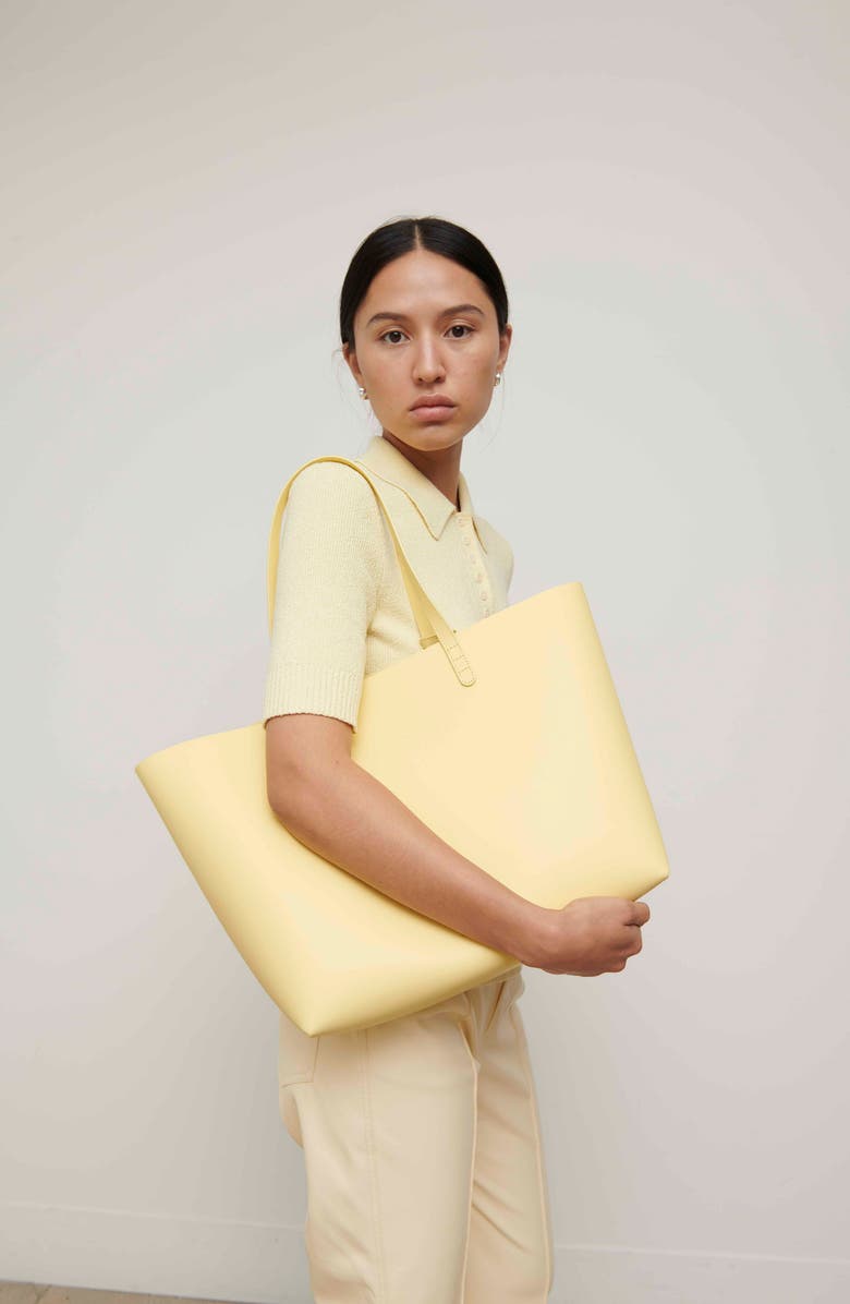 Mansur Gavriel Large Leather Tote, Alternate, color, Banana