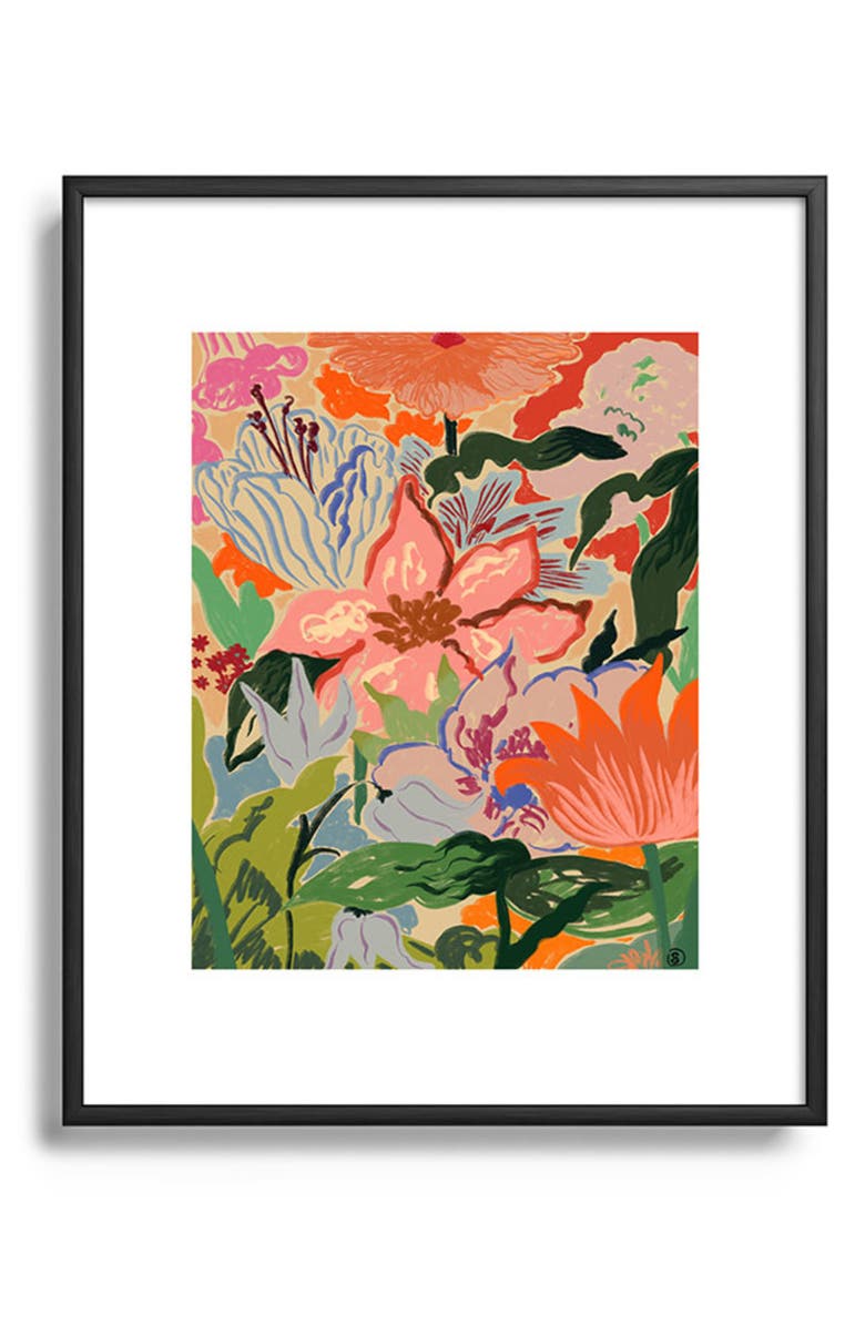 Deny Designs Summer Bouquet Framed Art Print, Main, color, Black Tones