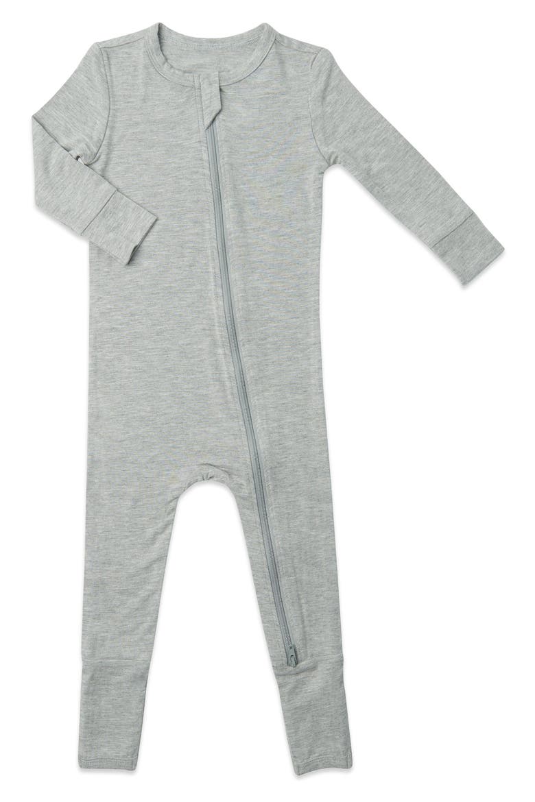 Convertible Romper Fitted Long Sleeve Pajama, Main, color, HEATHER GREY SOLID