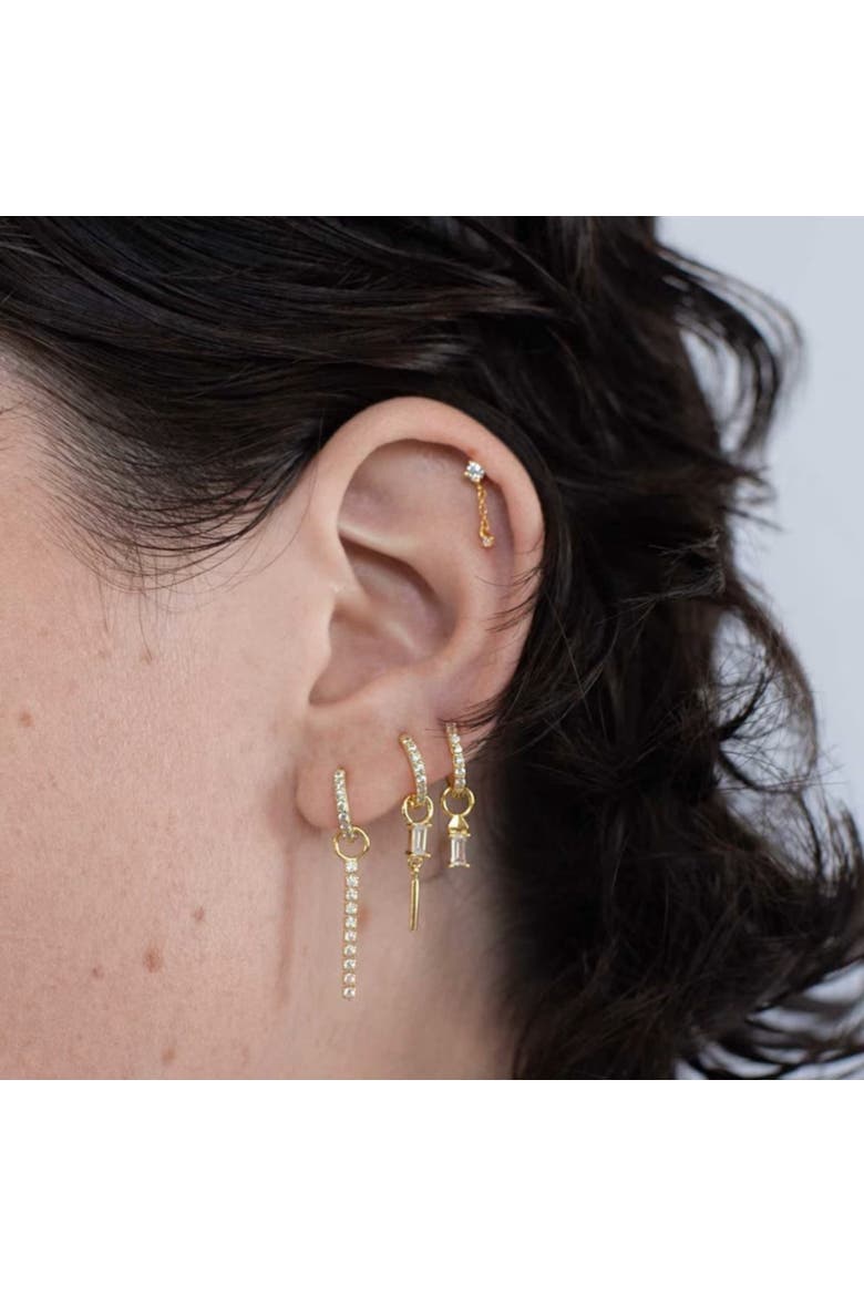 Gold Eight Mm Huggie Pave Hoop Earring, Alternate, color, Gold