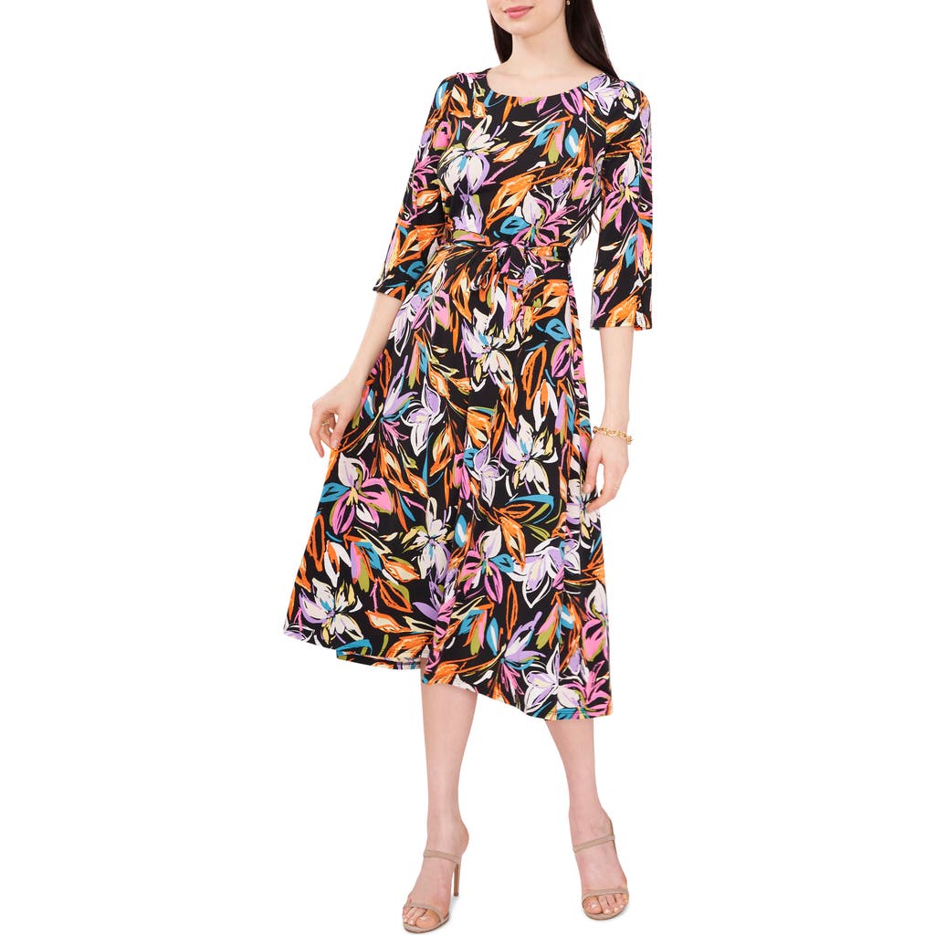 Chaus Floral Tie Waist A-line Dress In Multi