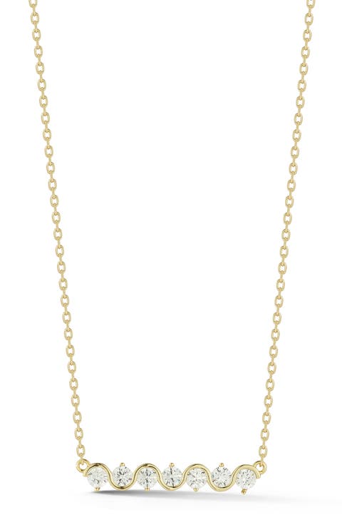 Cubic Zirconia Bar Pendant Necklace