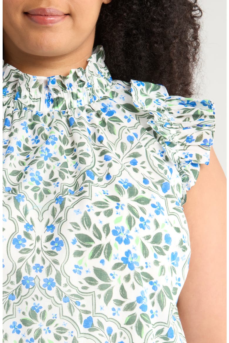 Hilo Floral Print Top, Alternate, color, WHITE/ BLUE/ GREEN