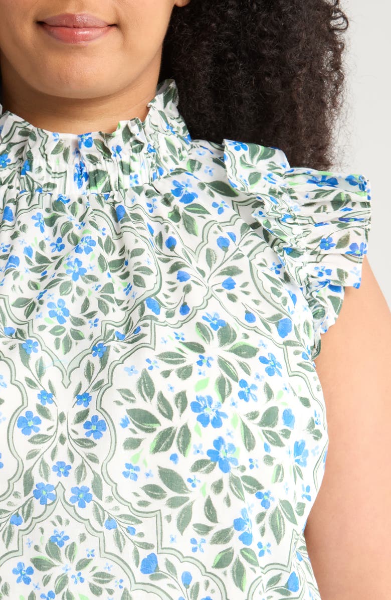 SUGARLIPS Hilo Floral Print Top, Alternate, color, White/ Blue/ Green