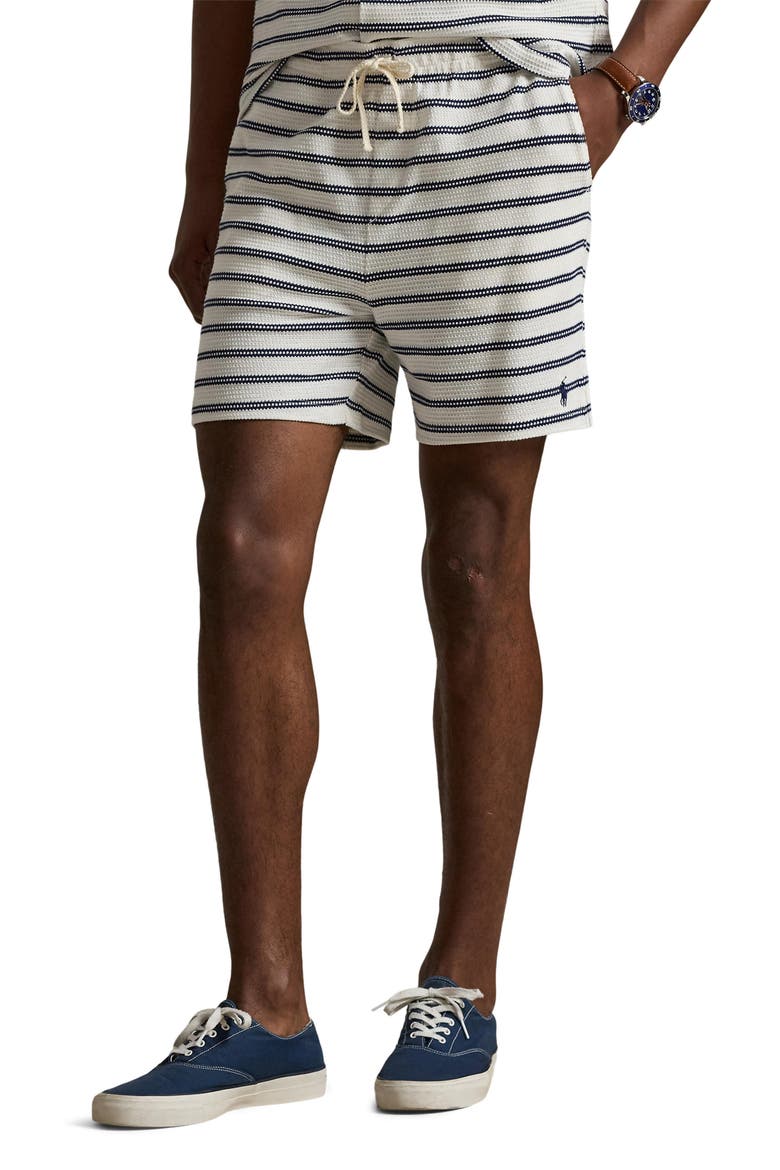 Pointelle Rib 6-Inch Shorts, Main, color, PALE CREAM/ NEWPORT NAVY