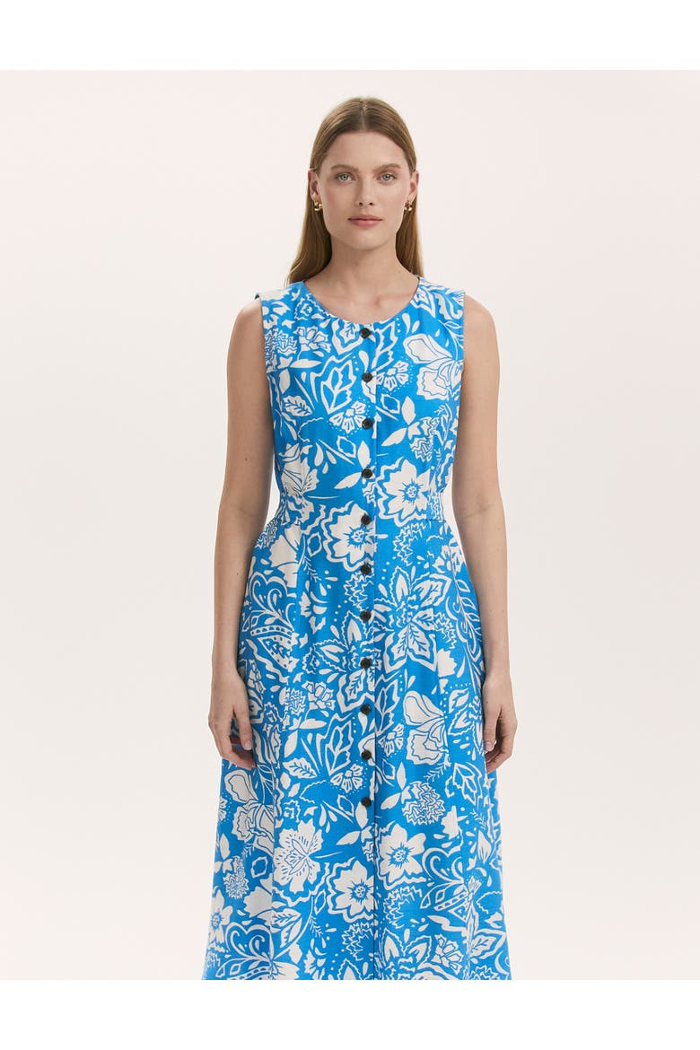 Aimee Floral Midi Dress, Alternate, color, Blue Flower