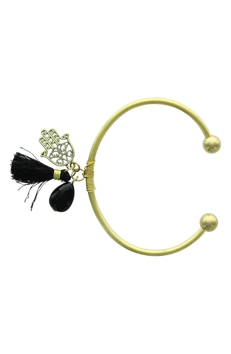 OLIVIA WELLES FEATHER AND TASSEL CHARM CUFF, Main, color, 