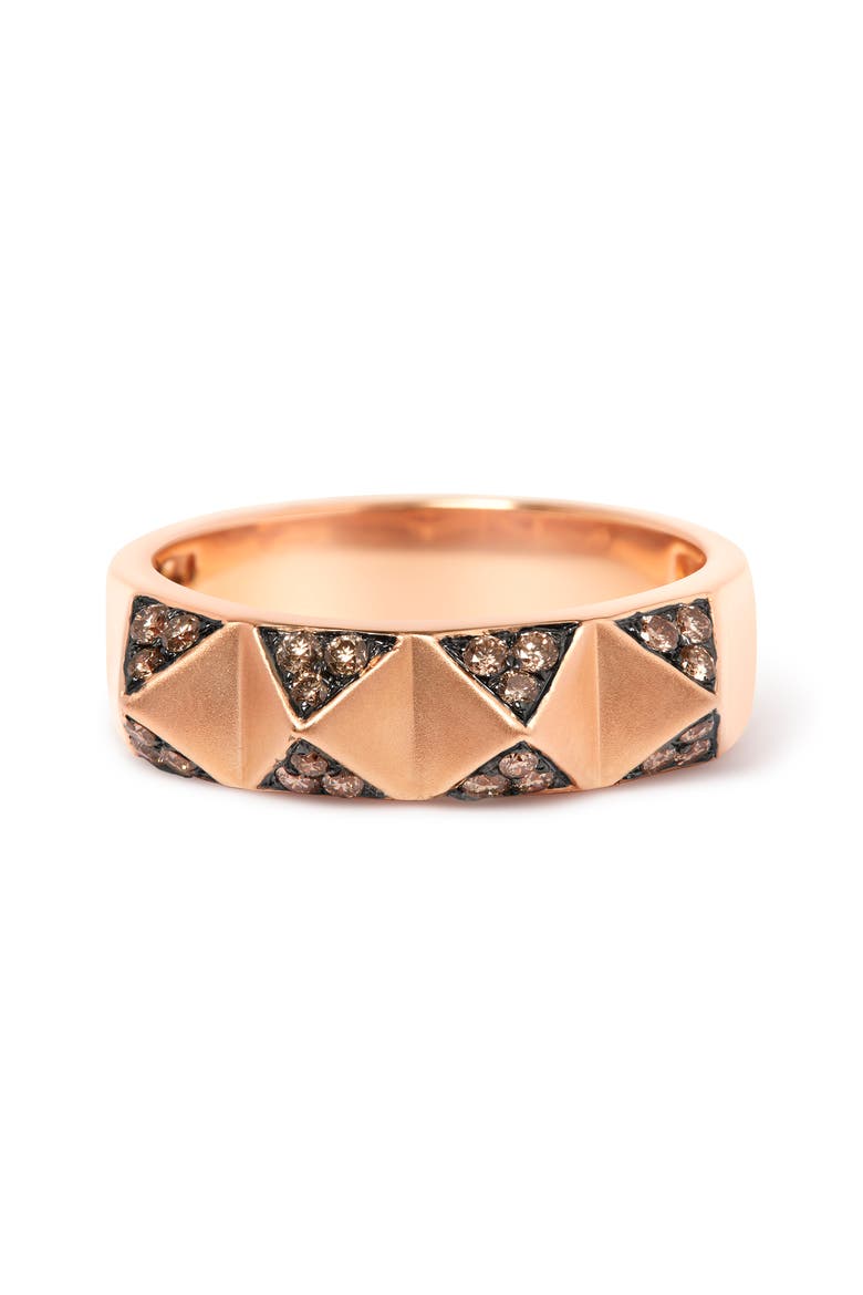 14K Rose Gold 1/4 Cttw Brown Diamond Pyramid Band Ring, Alternate, color, Pink