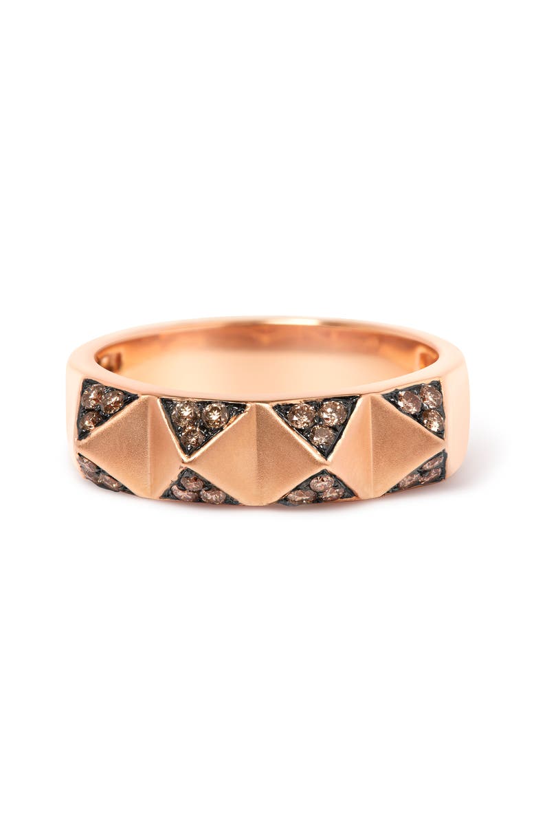 Haus of Brilliance 14K Rose Gold 1/4 Cttw Brown Diamond Pyramid Band Ring, Alternate, color, Pink