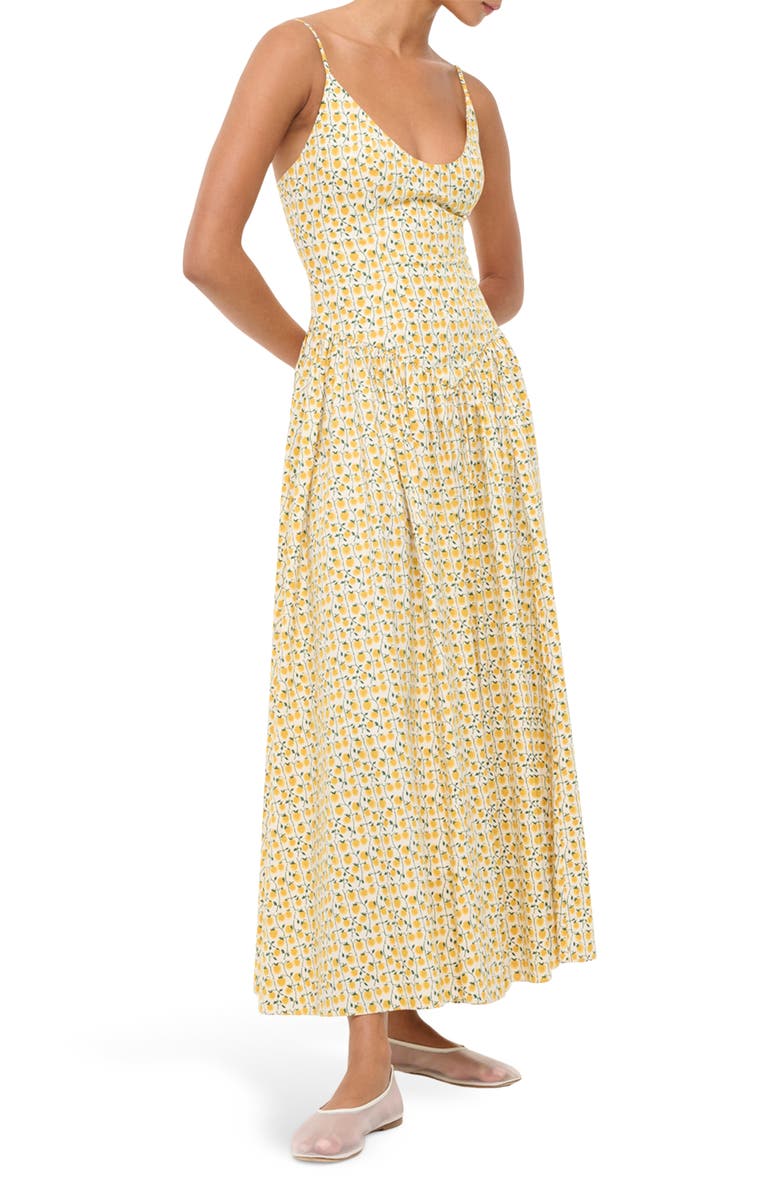 STAUD Dena Floral Cotton Maxi Dress, Alternate, color, On The Vine Golden