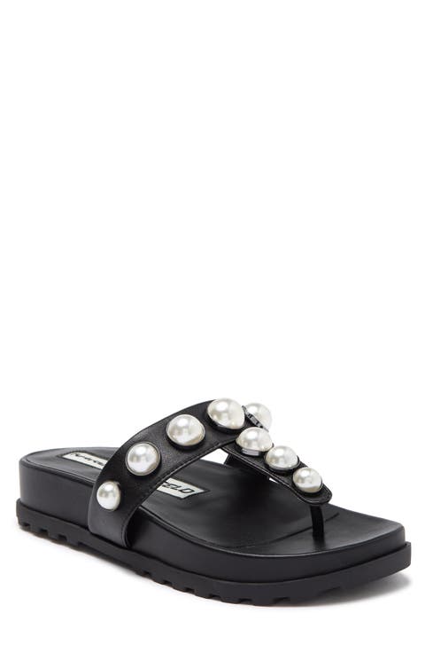 Balou Imitation Pearl Flat Sandal (Women)