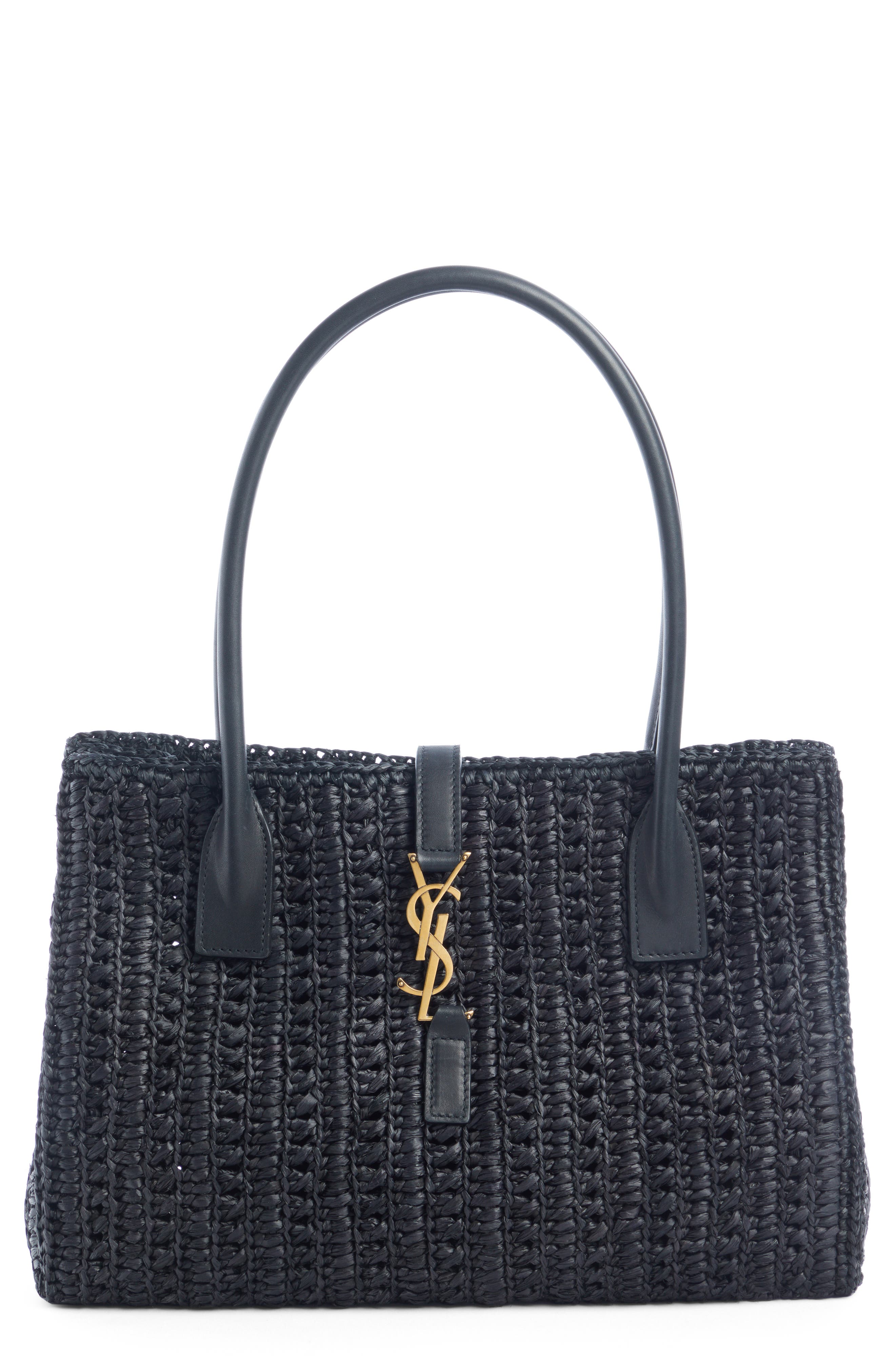 Saint Laurent Panier Raffia Tote, Main, color, 