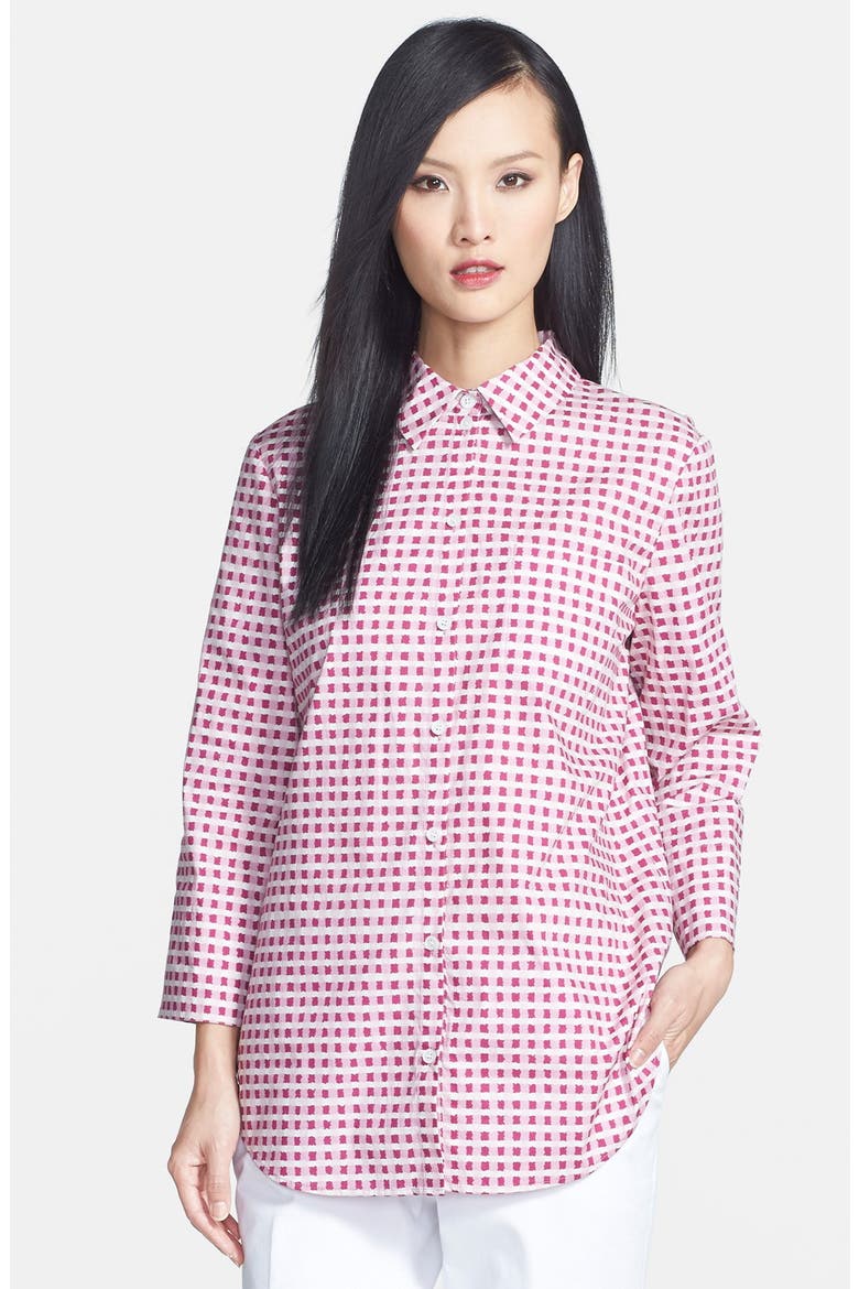 Wavy Gingham Blouse, Main, color, WILDFLOWER MULTI