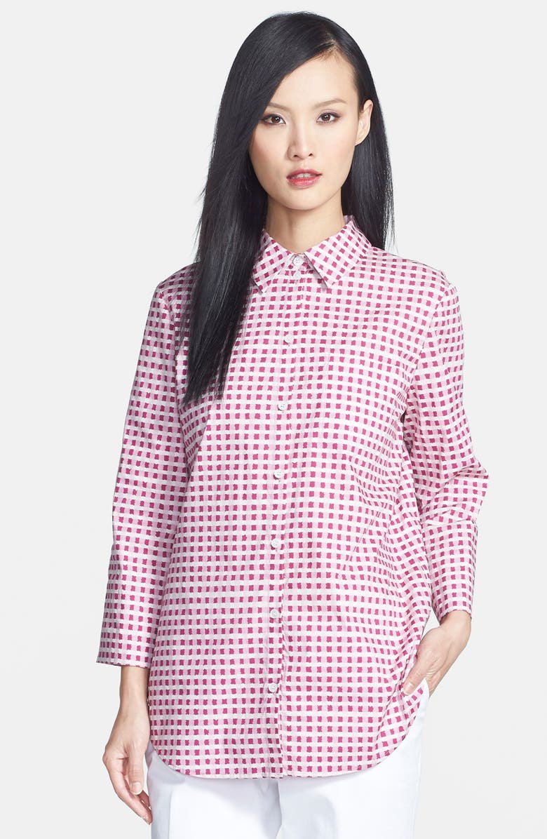 Lafayette 148 New York Wavy Gingham Blouse, Main, color,