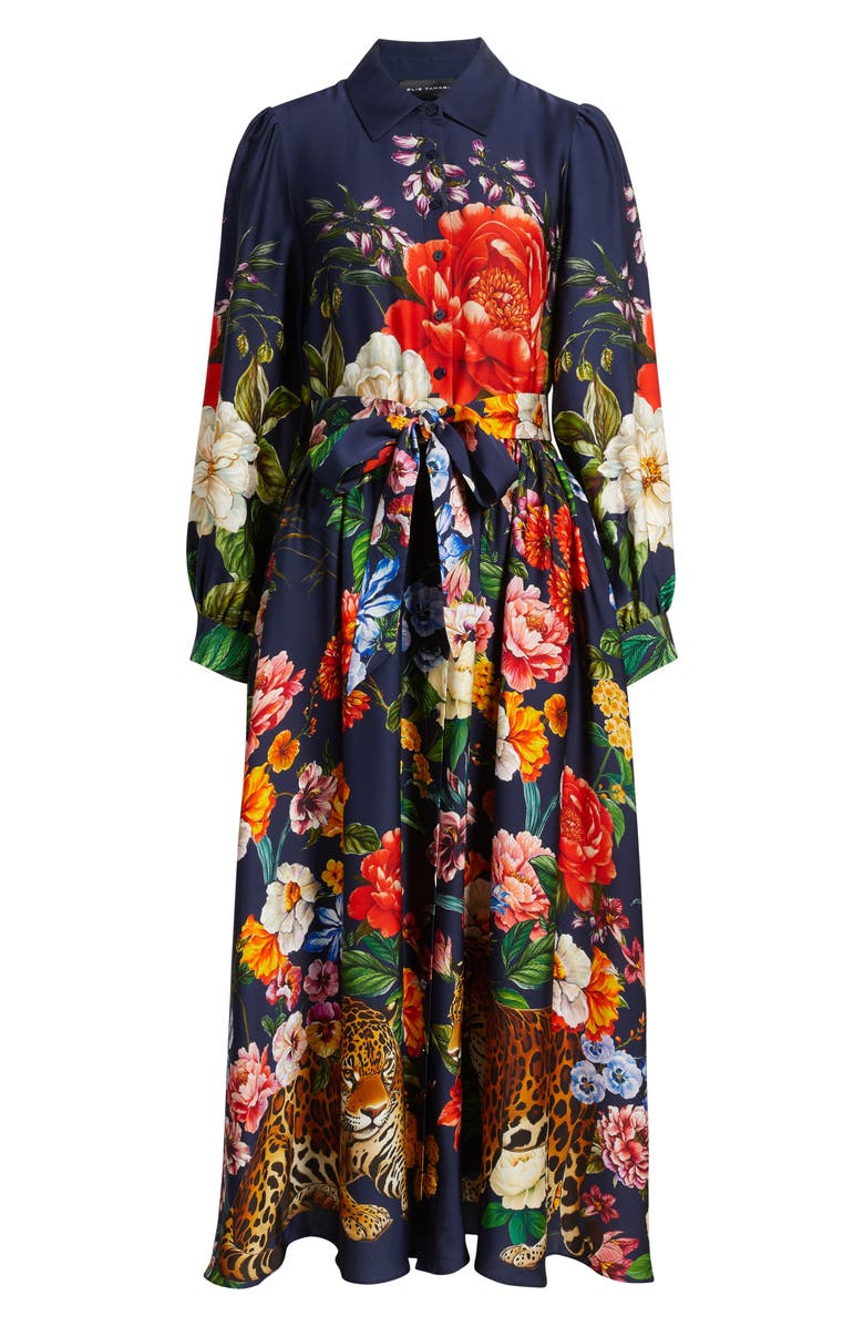 Elie Tahari The Melina Sahara Desert Print Long Sleeve Stretch Silk Shirtdress, Main, color, 