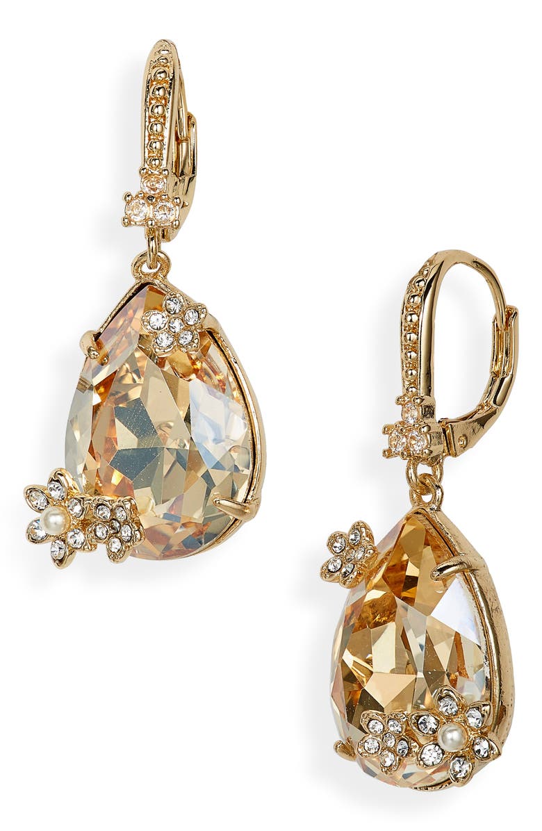Marchesa Pear Crystal Drop Earrings, Main, color, 