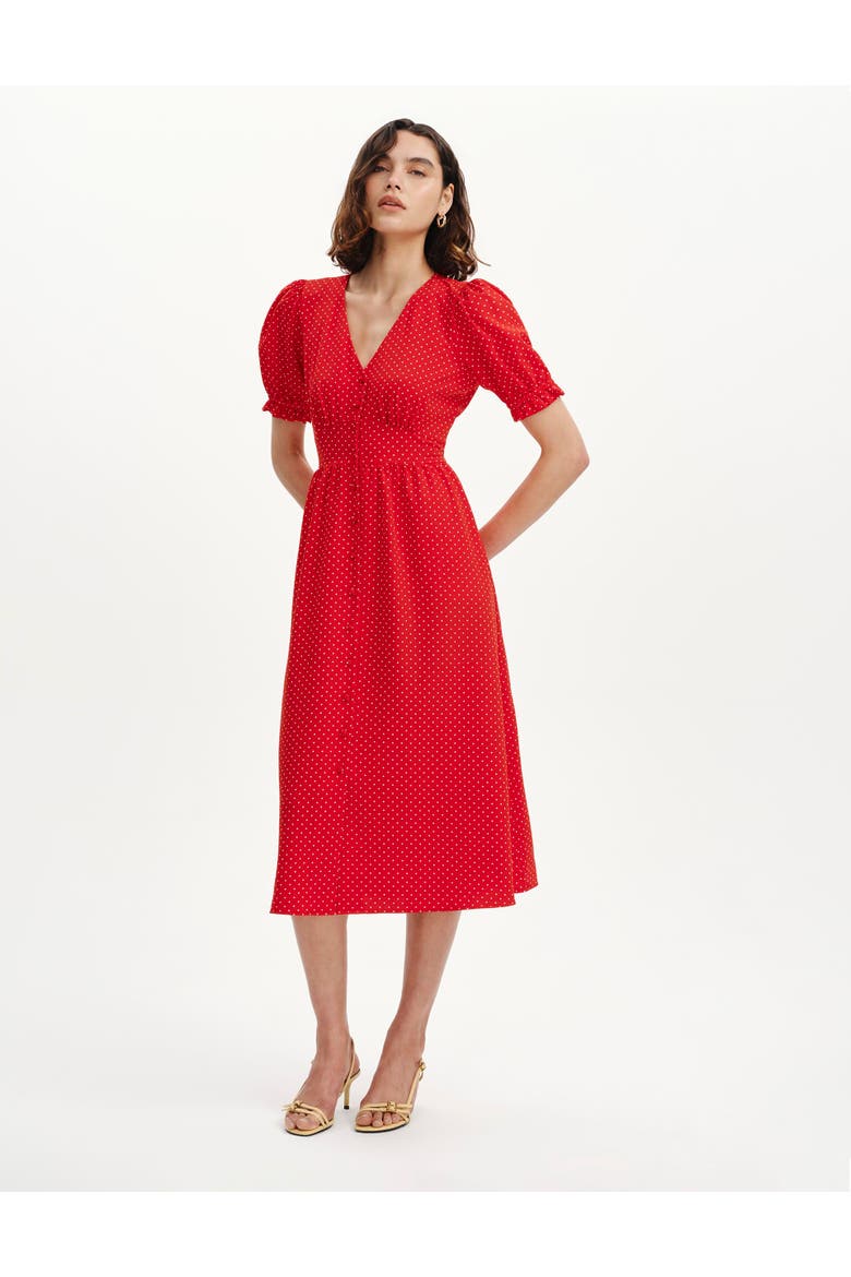 Petite Samantha Midi Dress, Alternate, color, Red Spot