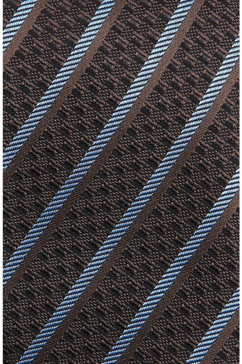 Stripe Silk Tie, Alternate, color, DARK BROWNSTRIPE