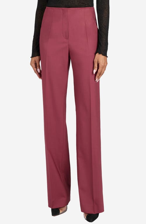 Santorelli Della Wool Stretch Straight Leg Pants In Burgundy