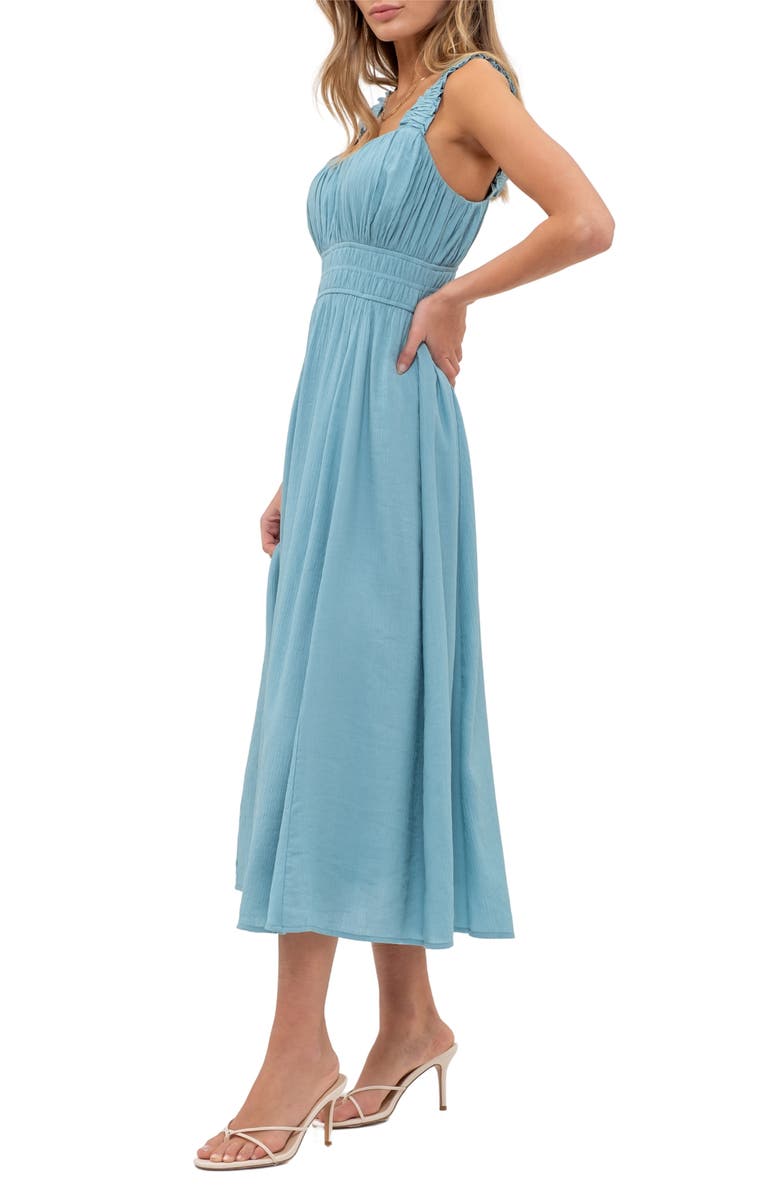 AUGUST SKY Shirred Empire Waist Midi Dress, Alternate, color, 