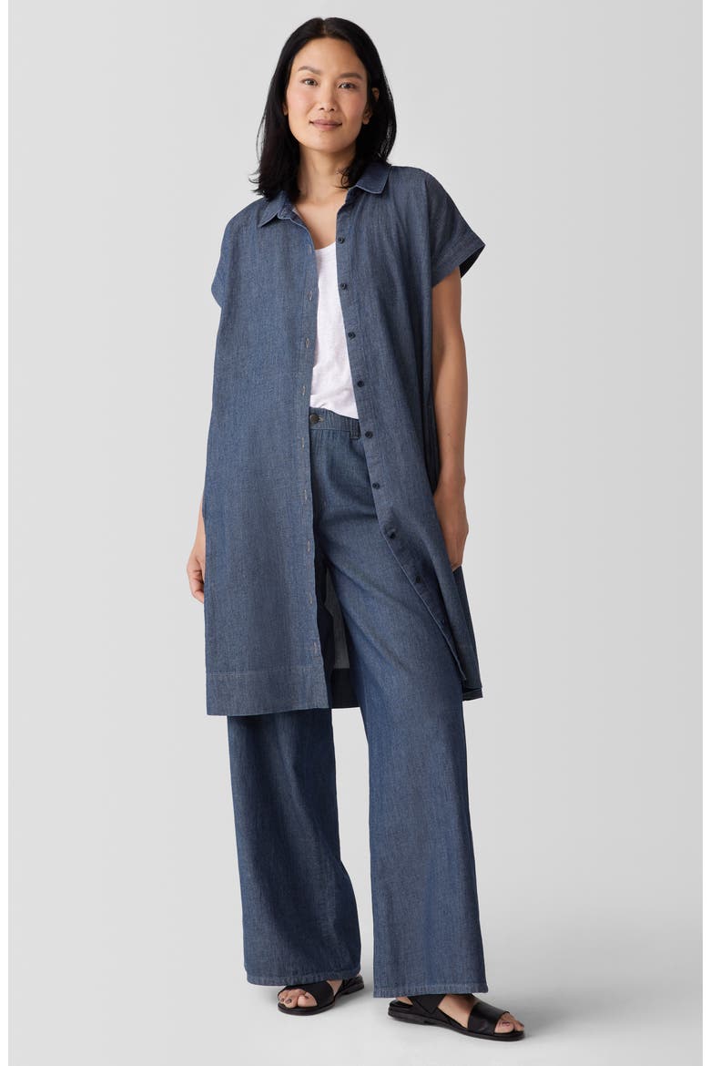 Short Sleeve Organic Cotton Shirtdress, Alternate, color, DENIM