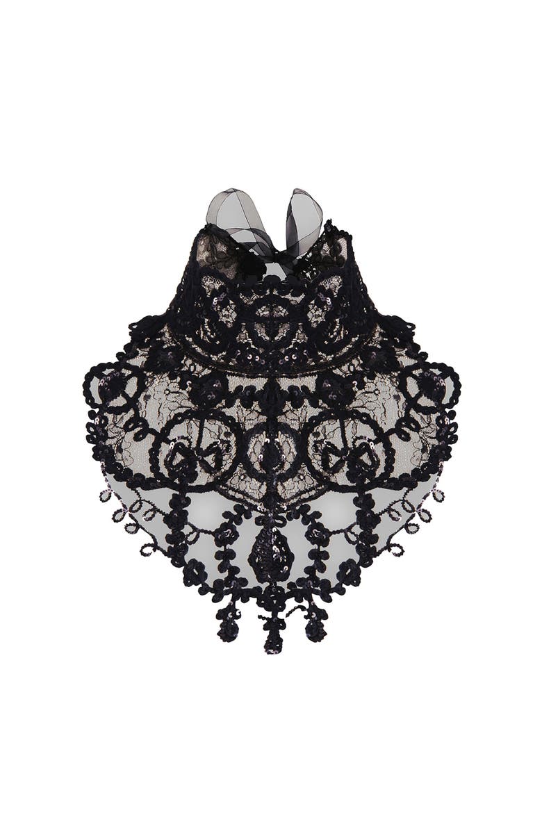Embroidered Sequin Lace Collar, Main, color, Black