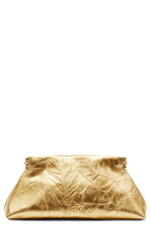 Mini Lillia Metallic Leather Frame Clutch