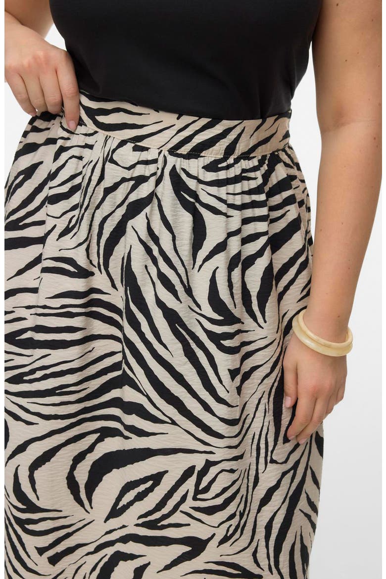 Printed Midi Skirt, Alternate, color, PUMICE STONE/ BLACK