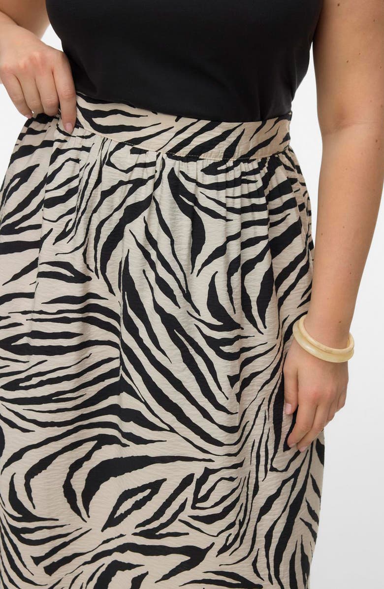VERO MODA Printed Midi Skirt, Alternate, color, Pumice Stone/ Black