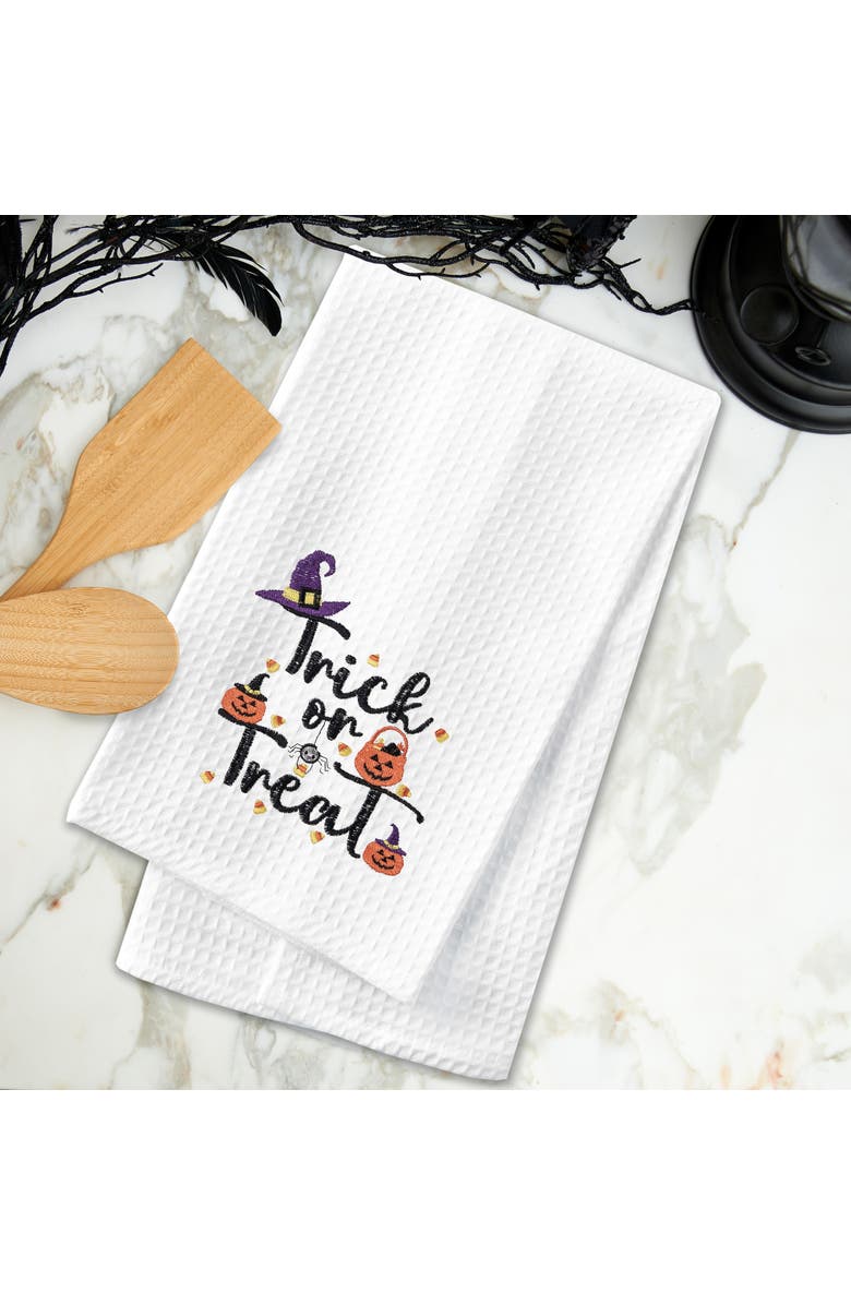 C&F Home Halloween "Trick or Treat" 100% Cotton Waffle Weave Handtowel, Alternate, color, Black