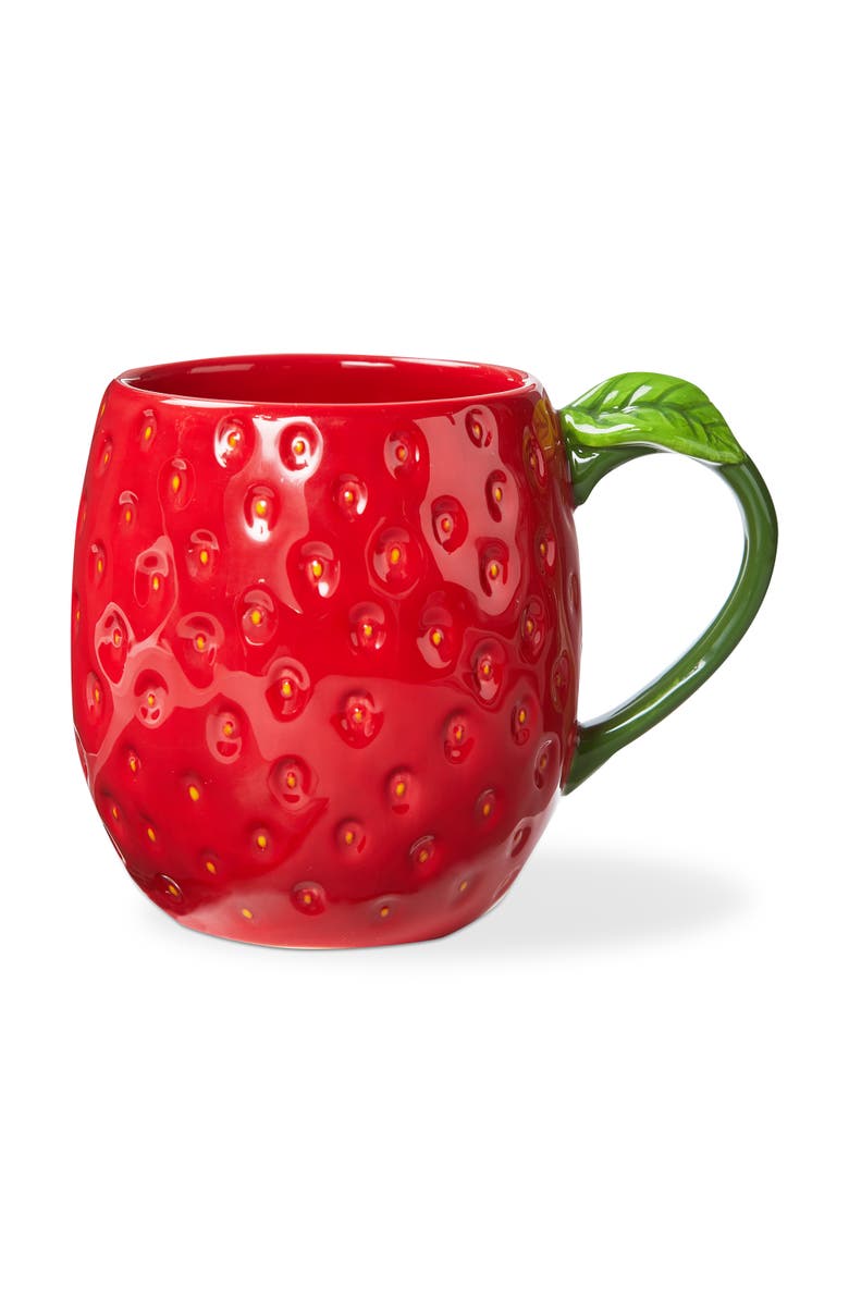 tag Strawberry Sculpted Mug Red Multi Earthenware Summer, Main, color, Red