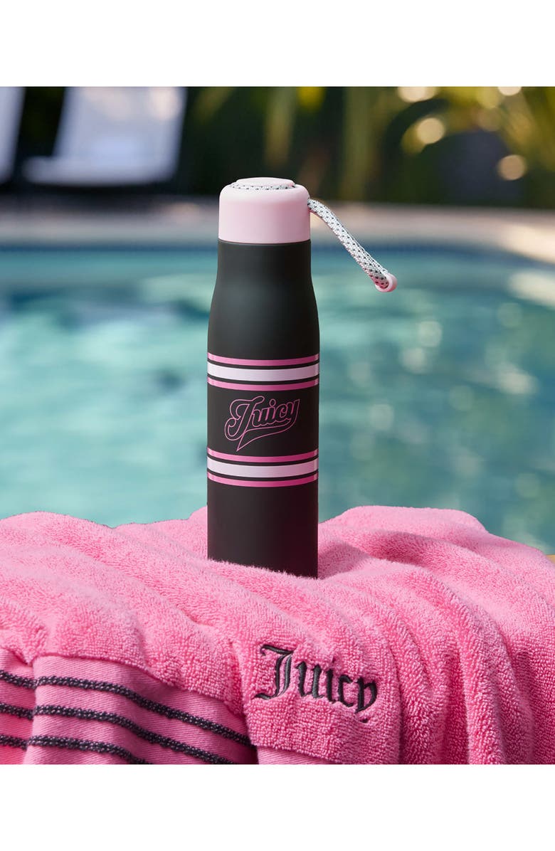 Juicy Couture 17-Ounce Stainless Steel Water Bottle, Alternate, color, Varsity Logo Black