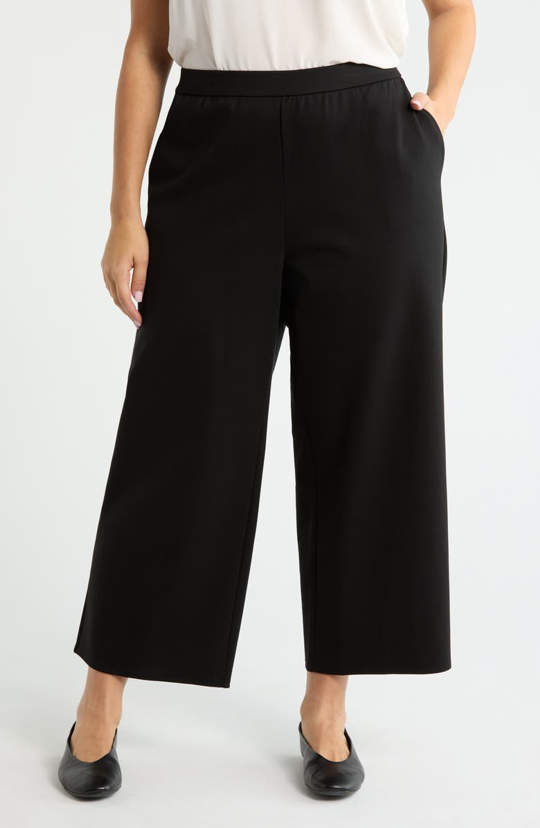 Eileen Fisher Wide Leg Ankle Pants, Main, color, Black